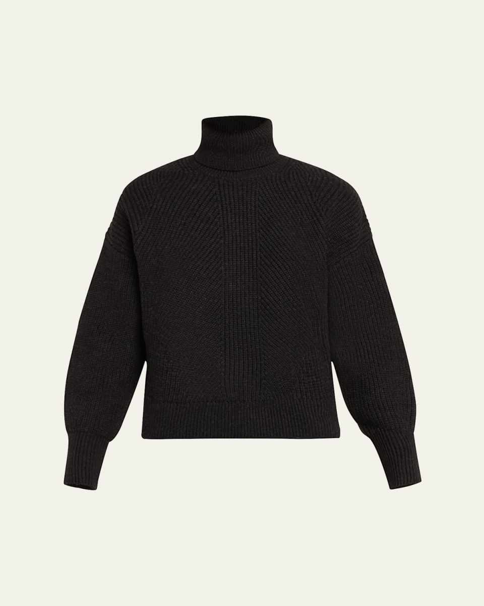 Ribbed Turtleneck Wool Sweater